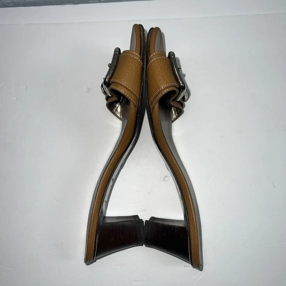 Dolce Gabbana Women Leather Walnut Monk Sandals Mules Size 39 - Picture 7 of 9